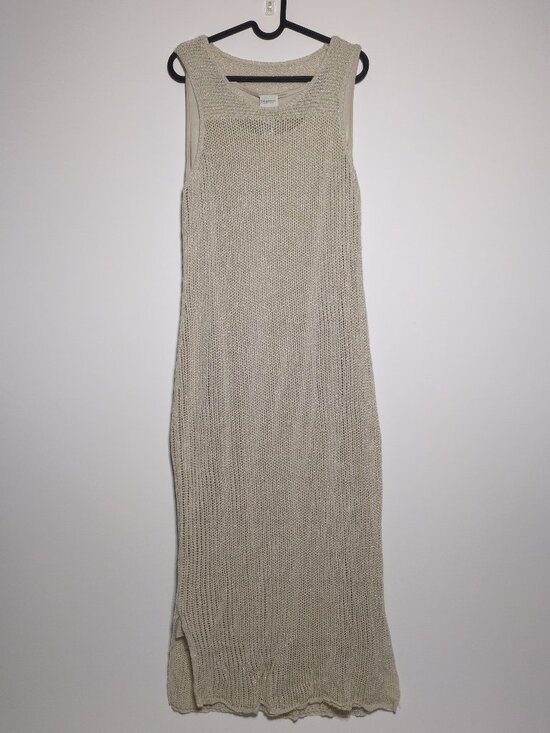 Zenergy by Chico's Dresses & Skirts - Zenergy By Chicos Maxi Dress Size 2 Large Knitted Linen Blend Beige Shimmer